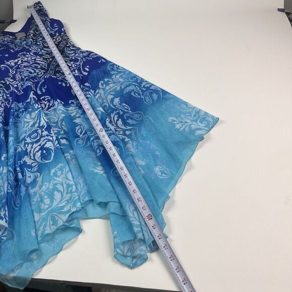 Rabbit Y2K Babydoll Asymetrical Midi Dress Sz 6 Teal Coastal Fairy Cottagecore - Picture 9 of 13